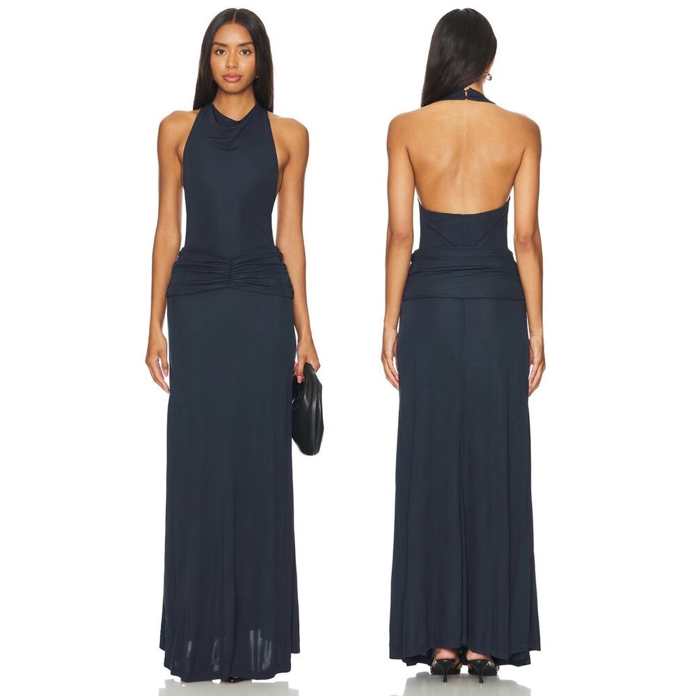 Solid & Striped The Bobby Maxi Dress Halter Ruched Evening Formal Party Prom M